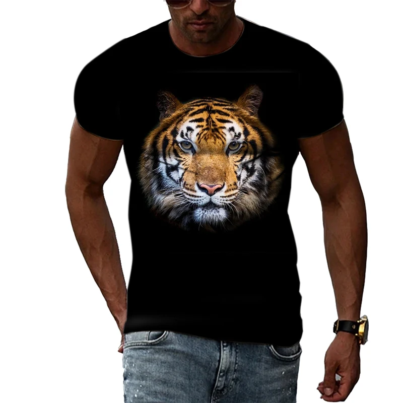 Summer Fashion Original Tiger graphic t shirts For Men 3D Casual  Personality Animal Pattern Printed t-shirts with short sleeves