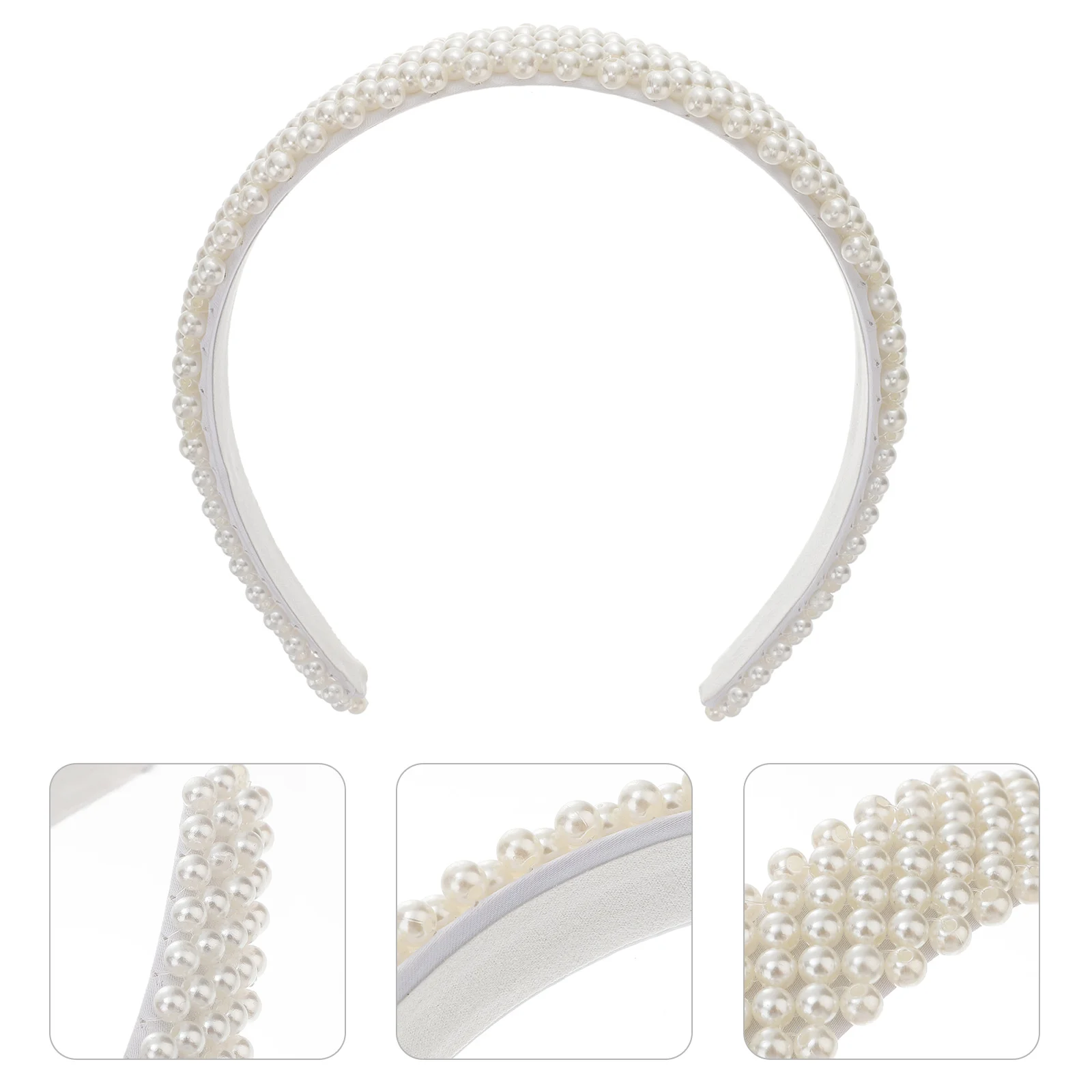 

Padded Pearl Headband White Pearl Bridal Hairband Baroque Wedding Headpiece for