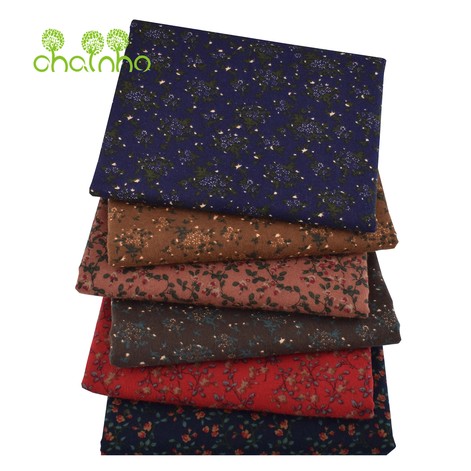 Chainho,Printed Plain Brushed Cotton Fabric,DIY Sewing Quilting Material For Cushion,Pillow,Sofa,Tablecloth,Floral Series,25MM6