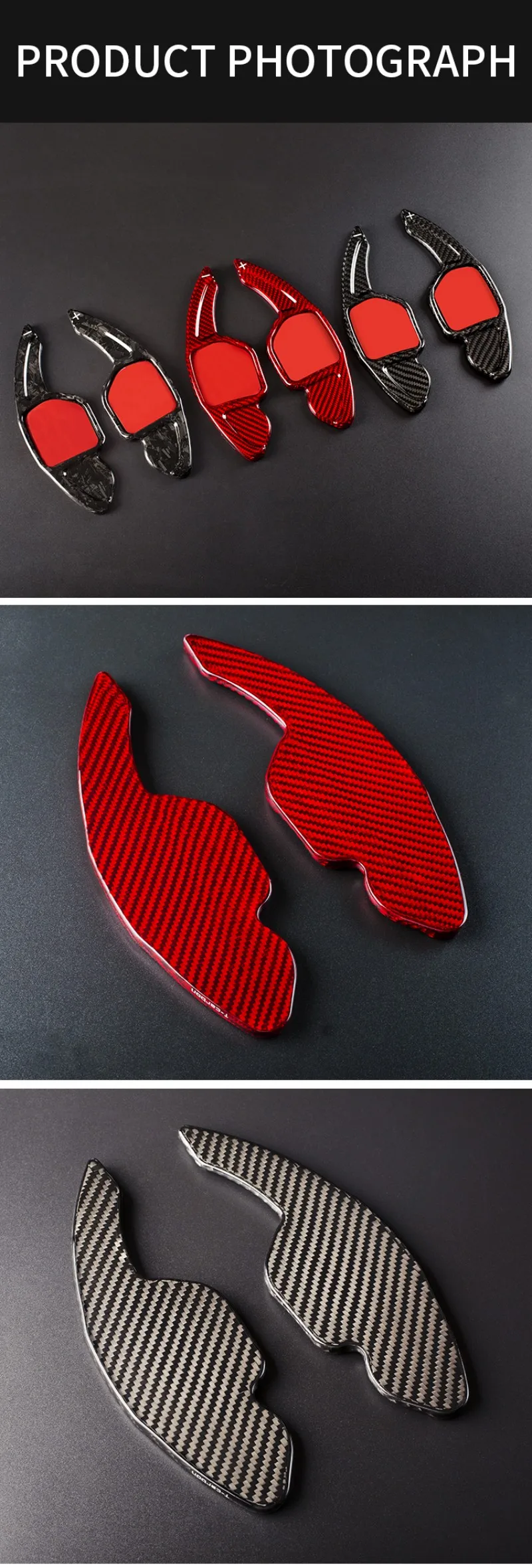 T-carbon Carbon Fiber Steering Wheel Paddle Shift For Audi A3 A4 A5 A6 A7 A8 Q3 Q5 Q7 TT S3 S5 R8 2012-2014