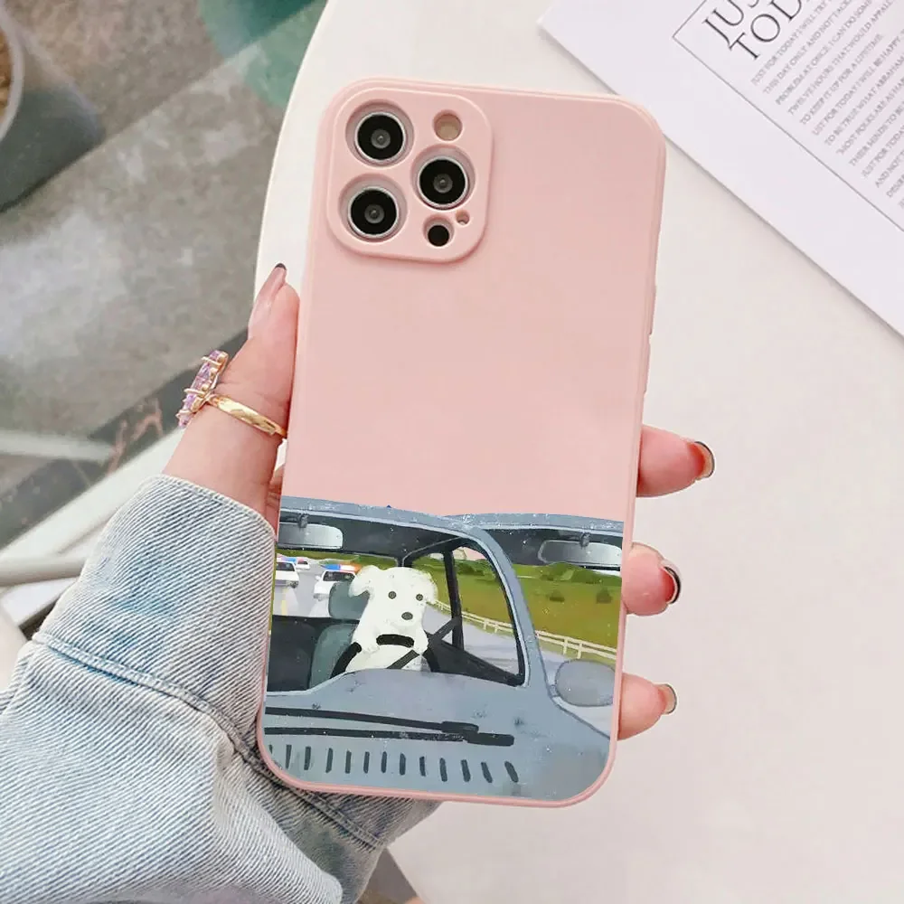 Whimsical Cartoon Couples Dog Phone Case - Soft Silicone Cover