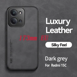 Luxurious Sheepskin Phone Case with Magnetic Closure for Redmi 15C (Dark grey)