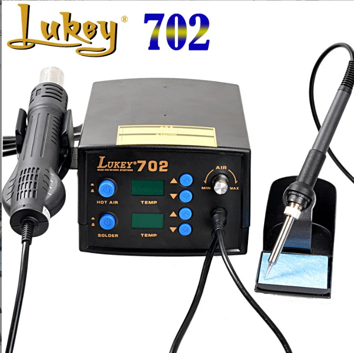 Воздушный паяльник Lukey 702 SMD, паяльник с тепловым пистолетом для переделки, дисплей с равномерным количеством, сварочный стол 2-в-1, стандартная модель
