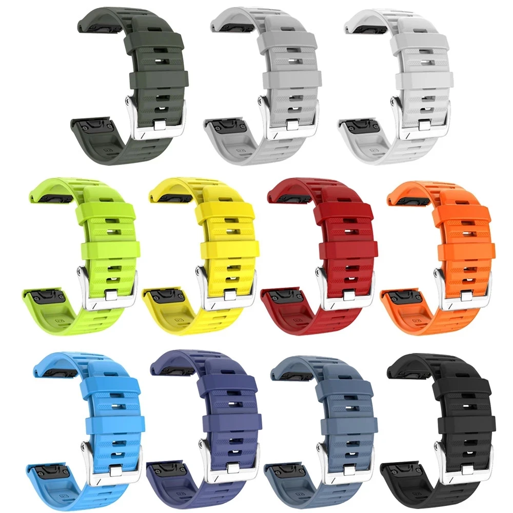 Premium Solar Silver Clasp Silicone Watch Band with QuickFit System