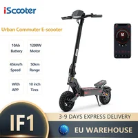 iScooter iF1 Electric Scooter 1200W E-Scooter 48V 10Ah Escooter 45KM High-Speed Support APP Aviation Grade Aluminum Alloy Foldable Scooter 1