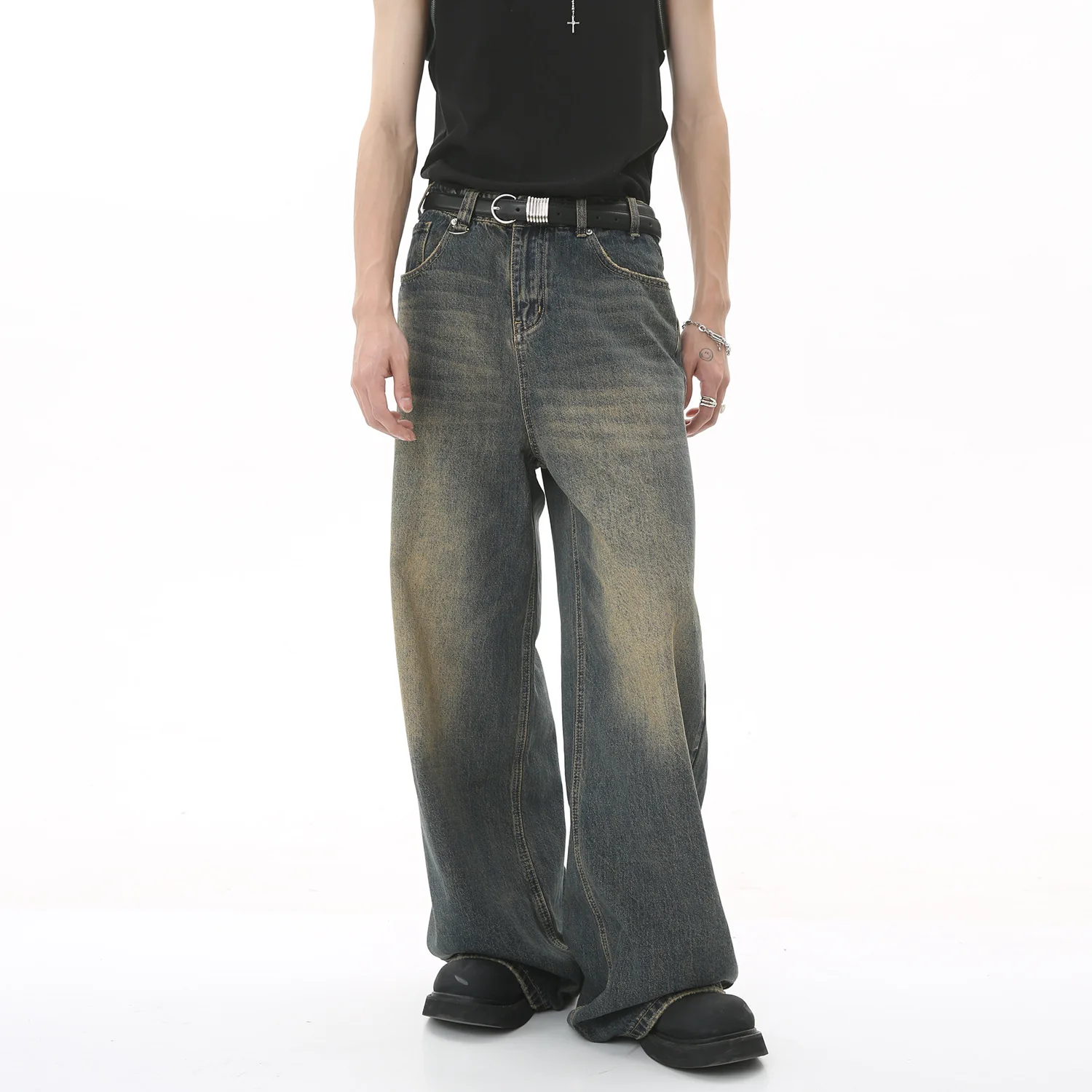 

2023 Men's Four Seasons New Product Vintage Casual Pants Loose Fashion Trend Blue Color Jeans High Quality Trousers