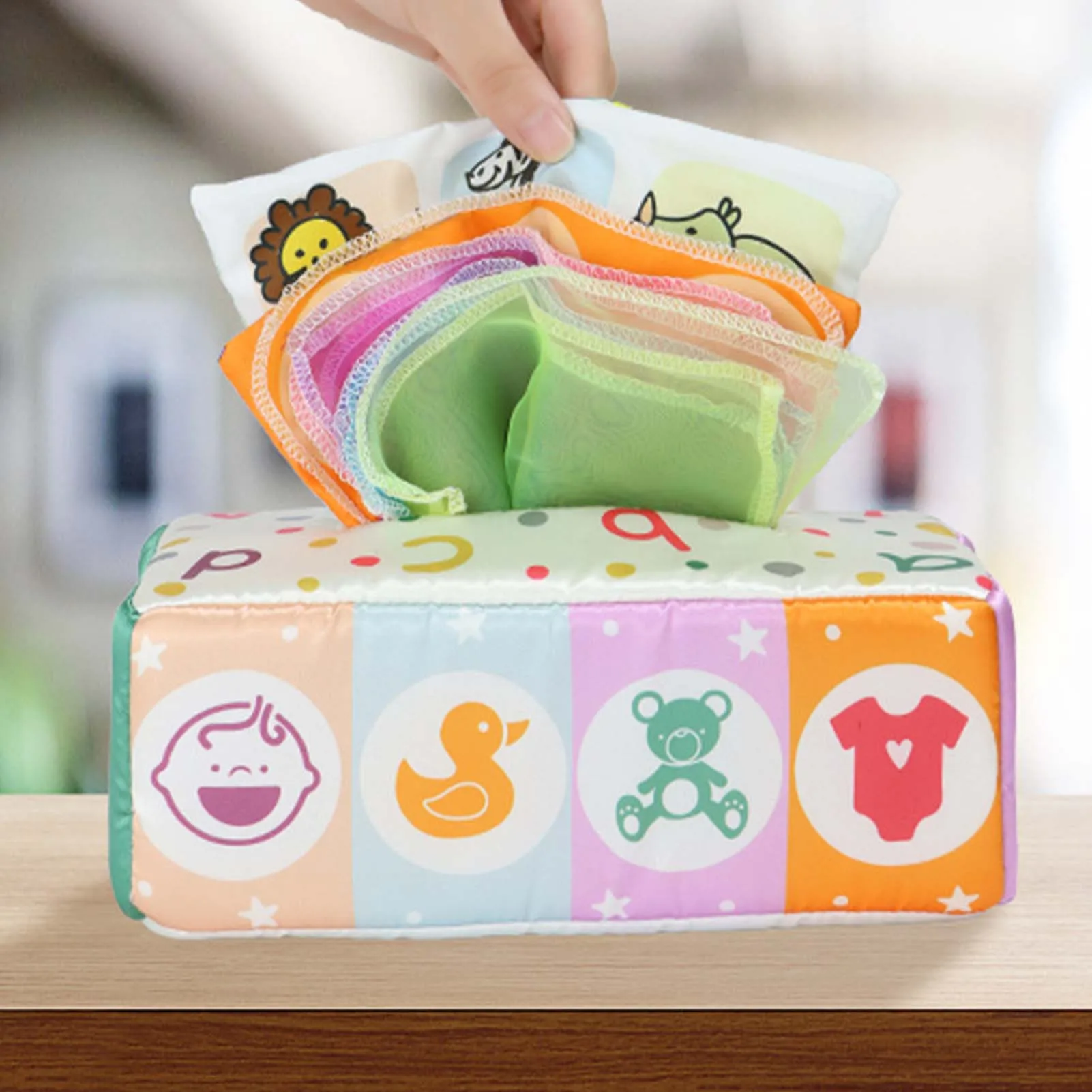 Cater Trend Actuator Montessori Tissue Doos Kinderen Gekleurde Zakdoeken Pluche Zachte Sjaal  Cube Zintuiglijke Speelgoed Baby Jongens Meisjes Pluche Pompen Tissue  Speelgoed - AliExpress