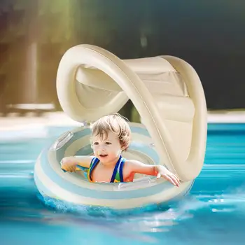 Baby Pool Float with Canopy Floating Pool Chair Adjustable Float Trainer with Sunshade for Babies Toddler Kid Puddle 1