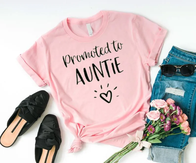 Promoted To Auntie Shirt Gift for Aunt Tshirt Fashion Casual Cotton Round Neck Female Short Sleeve Top Tees Streetwear y2k |