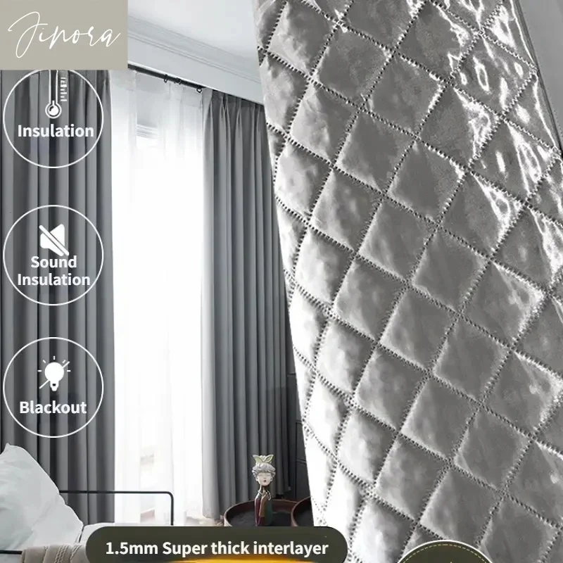 Blackout Soundproof Warm Curtains for Living Room Bedroom Thickened High Quality Windproof Noise Reduction Window Screen Custom 2