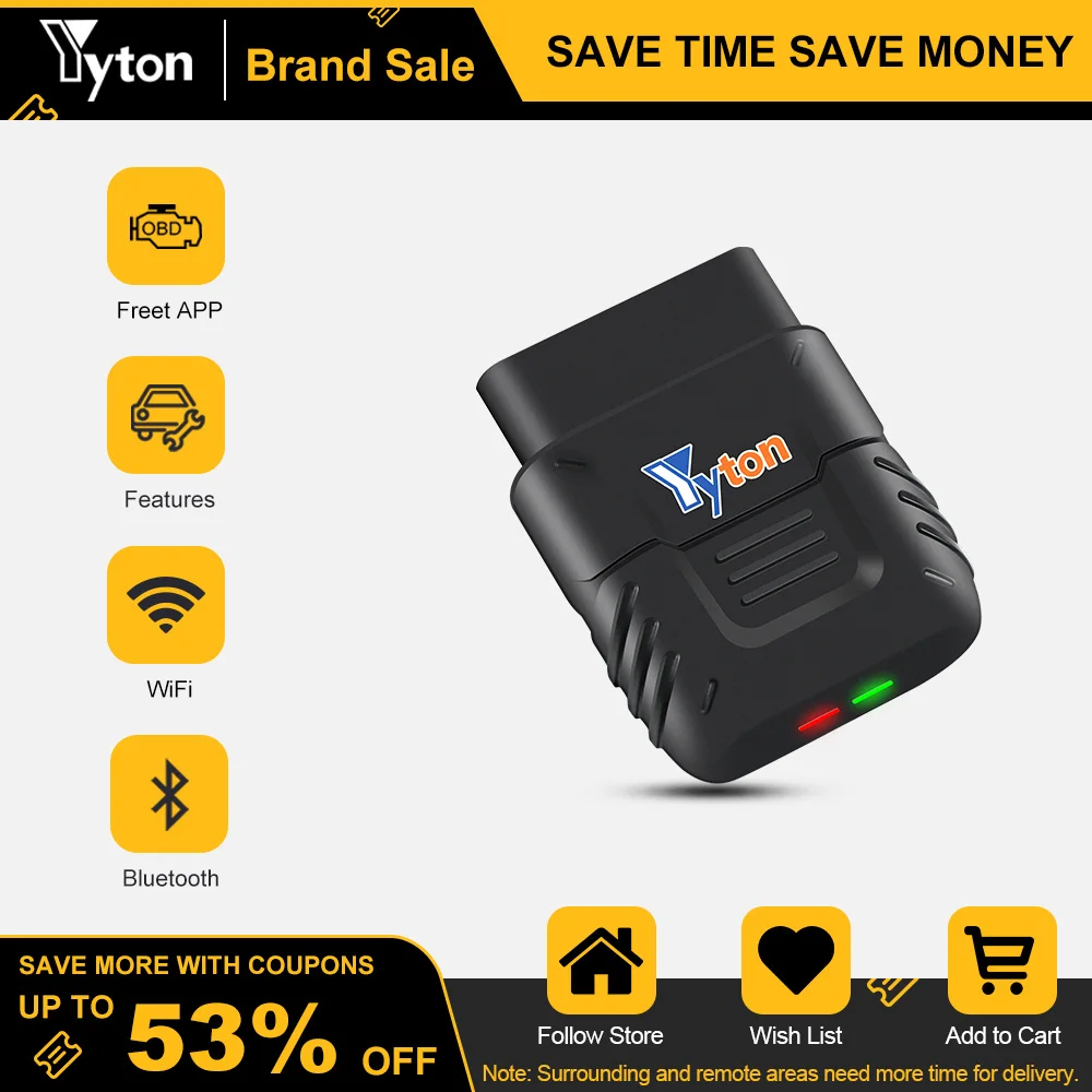 

Yyton OBD2 Bluetooth Scanner for iPhone/Android/Windows Car Diagnostic Scan Tool Check Engine Light Latest Version Car Scanner