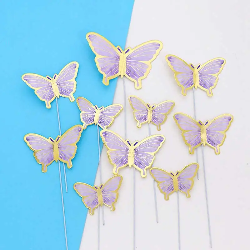 Elegant Gold & Pink Butterfly Cake Toppers - Princess Party & Wedding Decor