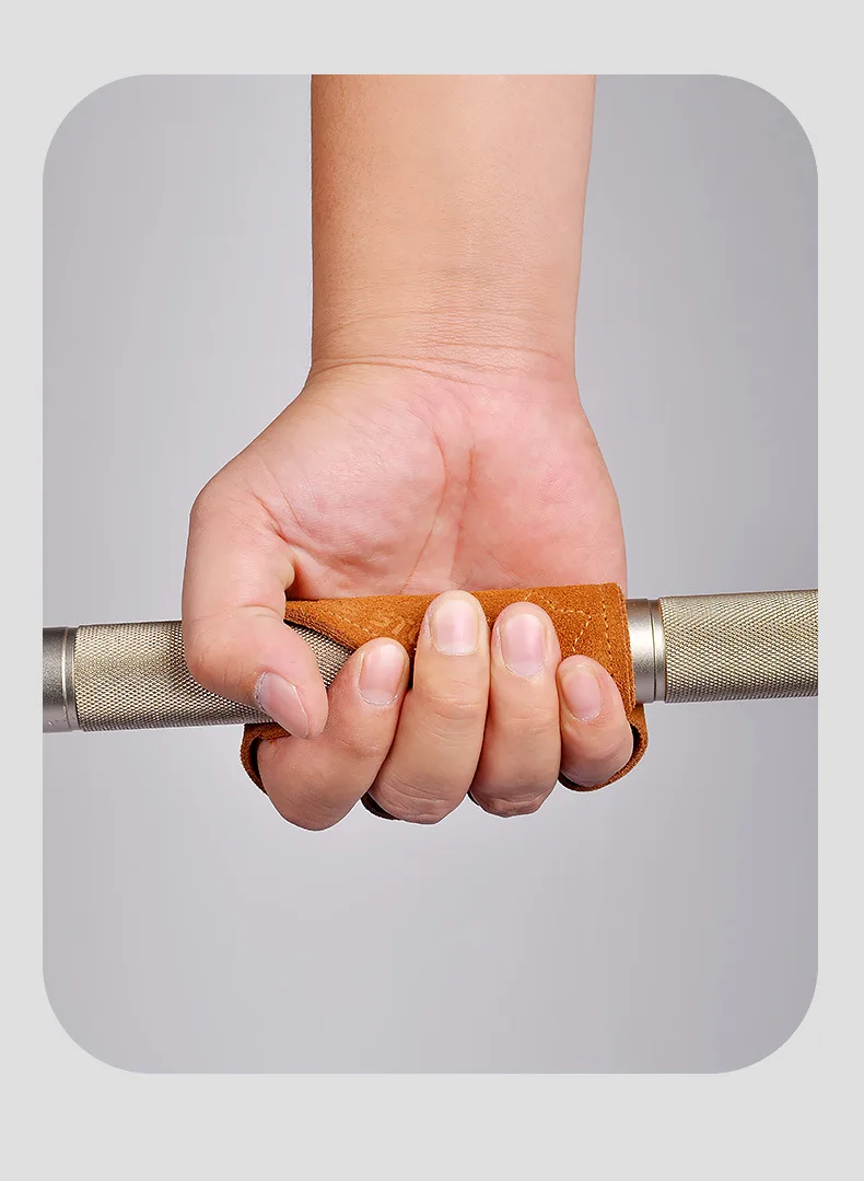 Cowhide Leather Anti-Skid Weight Lifting Hand Guard Gloves Dumbbell Pull Up Grip Protector Pads Fitness Gym Palm Protection 4