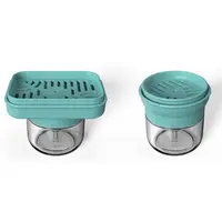 280ml จานเครื่องจ่ายสบู่แก้วกดง่ายจานสบู่กล่องผู้ถือฟองน้ําแบบพกพากดประเภทเครื่องจ่ายสบู่ 4