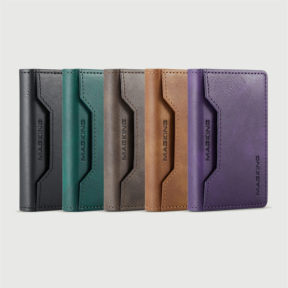 Elegant Trifold PU Leather Magnetic Card Holder Wallet