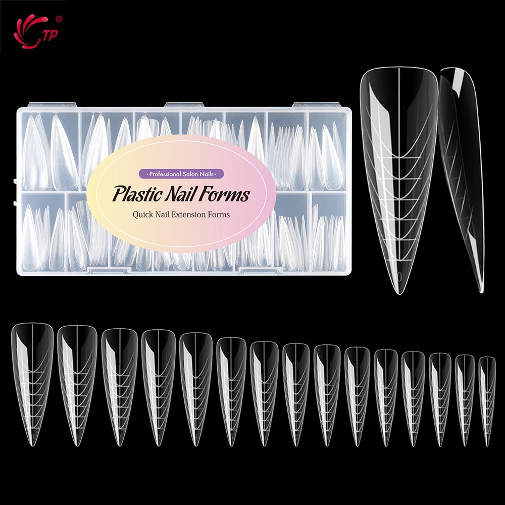 TP 75pcs/150pcs 스틸레토 듀얼 폼 네일 아크릴 빠른 빌딩 젤 몰드 풀 커버 확장 어퍼 몰드 틀린 네일 팁 탑 폼