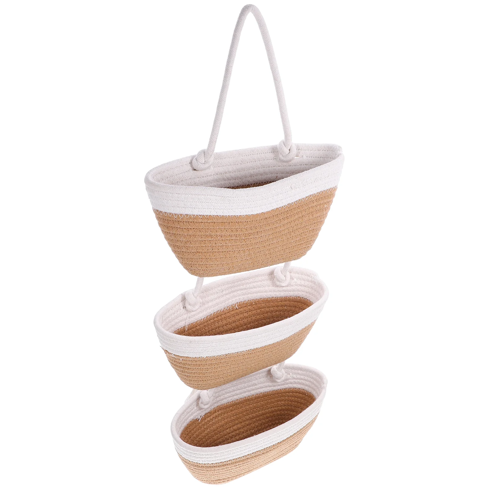 

Three-layer Storage Hanging Basket Cotton Rope Weaving Woven Round Sundries Bedside Closet Baskets