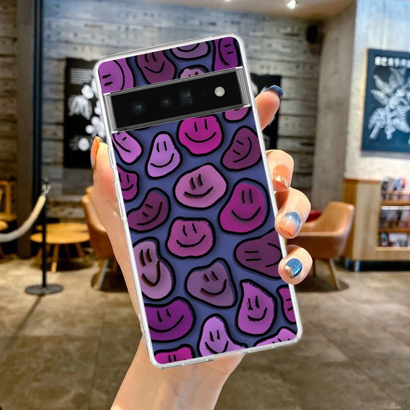 Fashion Simple Smile Face Couple Phone Case Cover - Transparent TPU Shell