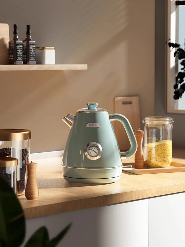 Green 1.8L Retro Thermometer Automatic Electric Kettle Water Boiler Fast Heating 304Stainless Steel 1200w 4