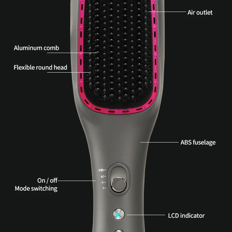 Kemei Electric Hair Brush Multifunctional One-Step Hair Dryer Ion- Straightening Curling Iron Blower Comb Hot Air Styling Tool
