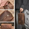 NUPUGOO Genuine Leather Clutch Bag Crazy Horse Skin Cosmetic Bag Multifunctional Wash Bag Leisure Storage Bag 5