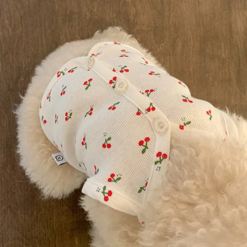 Cherry Vest Pet Dog Clothes Cute Condole Clothing Dogs Camisole Super Small Soft Chihuahua Print Thin Summer White Boy Mascotas images - 6