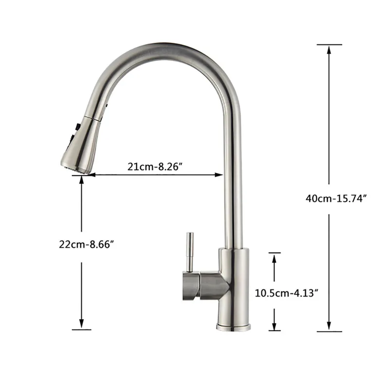 

Kitchen Faucets Brushed Nickel Pull Out Spout Stream Sprayer Head Hot Cold Taps Kitchen Sink Water Tap Deck Mounted Mixer Tap