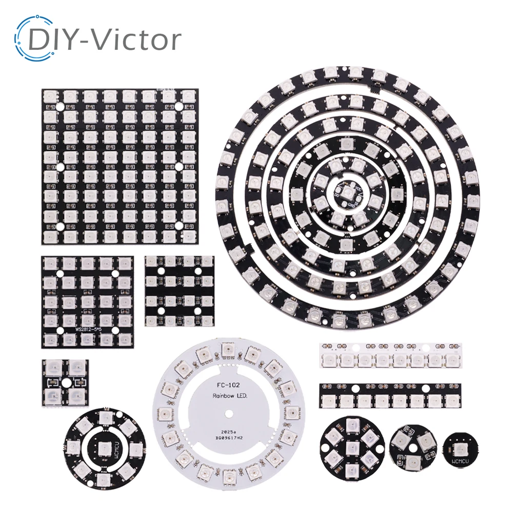 Multi-Bit WS2812 RGB LED Ring with Integrated Driver Controller
