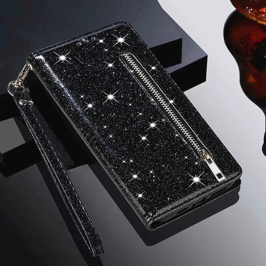 Glamorous Glitter Leather Wallet Flip Case Cover