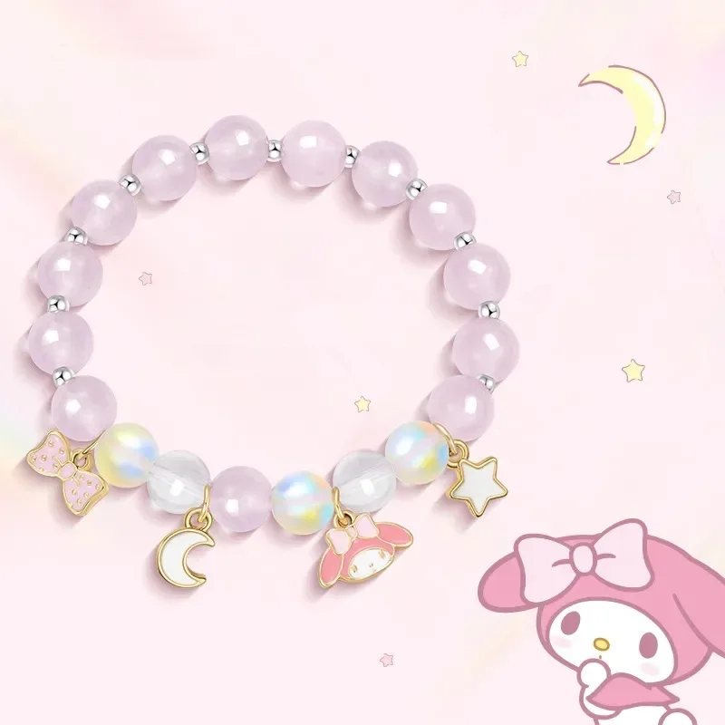 

Kawaii Sanrio Anime My Melody Cinnamoroll Cute Cartoon Crystal Bracelet Stylish Simple Hand Jewelry Cute Things for Girls
