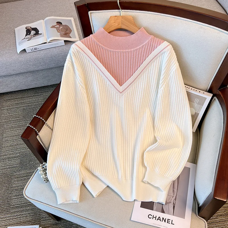 

100/150kg Big Size Women Clothing Bust 150/160cm Oversize Chubby Female Loose Fitting Pullovers Thickened Knitted Sweaters 6XL