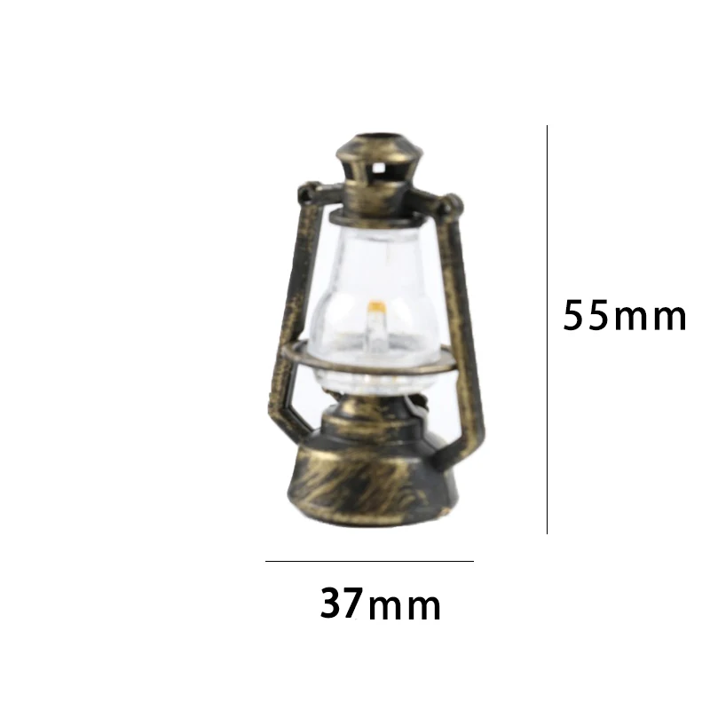 1:12 Miniature Kerosene Lantern Mini Retro Oil Lamp Dollhouse Accessories Kerosene Lantern Model Ornaments Pretend Play Toys