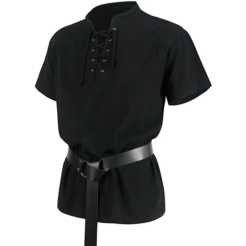

Mens Vintage Medieval Shirts Steampunk Gothic Shirt Men Halloween Costume Cosplay Renaissance Victorian Tops&Belt Chemise Homme