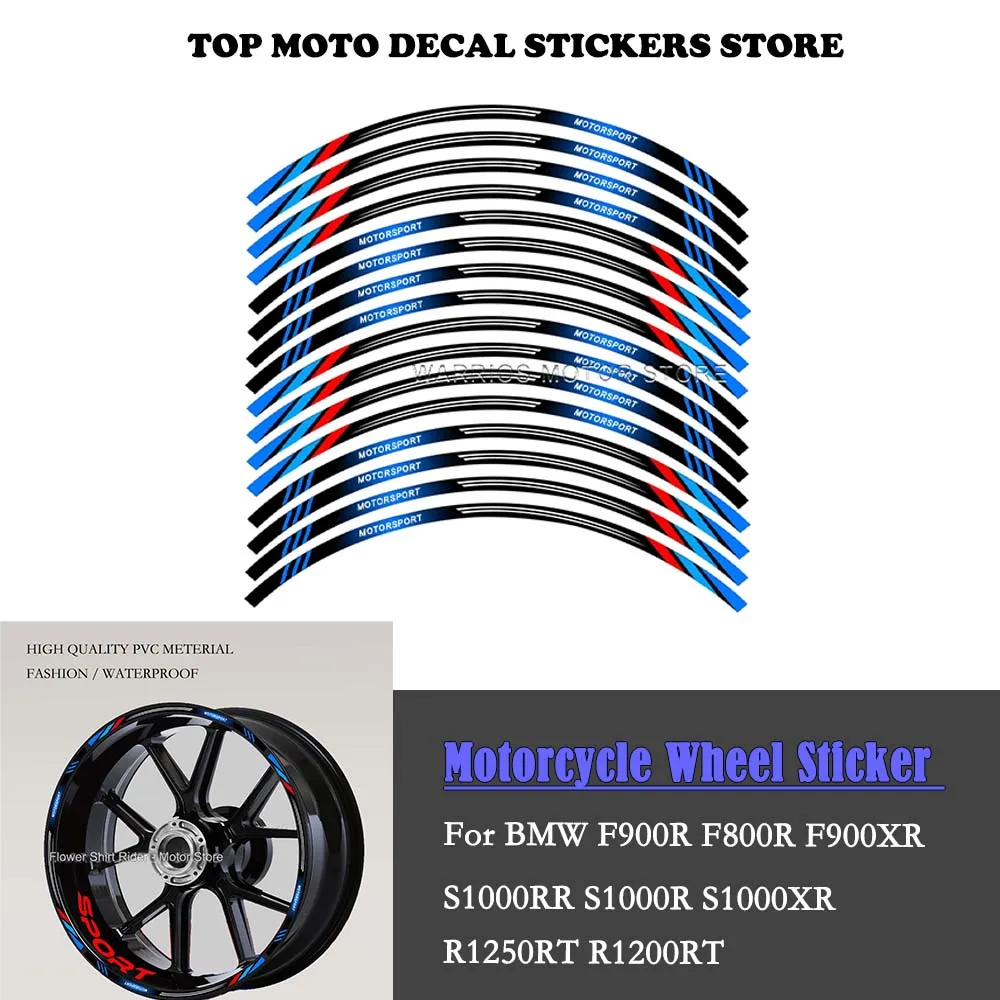 

Motorcycle Wheel Sticker Waterproof Hub Decal Rim Stripe Tape for BMW F900R F800R F900XR S1000RR S1000R S1000XR R1250RT R1200RT