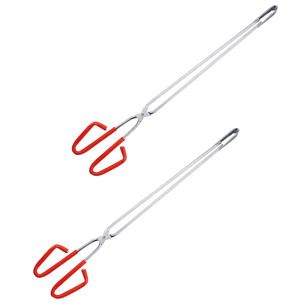 2 Pcs Grabbers Trash Can Stainless Steel Picker Clamps Camping Garbage Tool Litter Red Trashing Pliers 2
