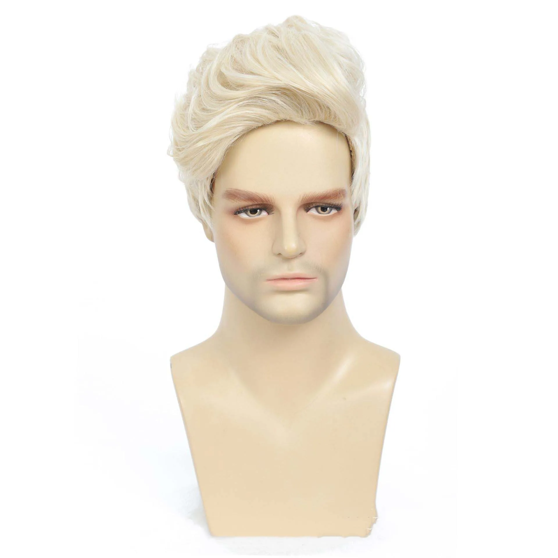 Parrucche sintetiche da uomo parrucca bionda corta Pixie Cut Layered Nature capelli finti traspiranti per maschio Daily Cosplay Party resistente al calore