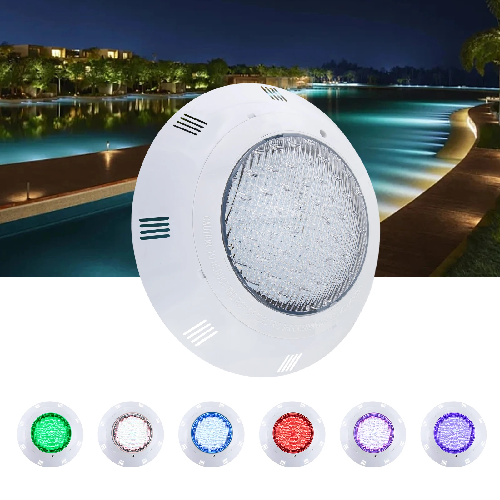 Luce per piscina a LED RGB AC 12V 45W/36W 7 colori Luci per piscina regolabili IP68 Lampada subacquea impermeabile con telecomando - immagine 4
