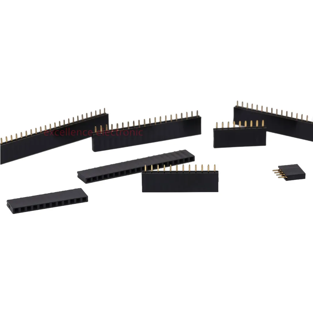 Pin Header PCB Connector 155pcs/Box 2.54mm Single Row Pin Socket Female Header Connector 2/3/4/5/6/7/8/9/10/12/20/40pin PCB Board Combination Kit