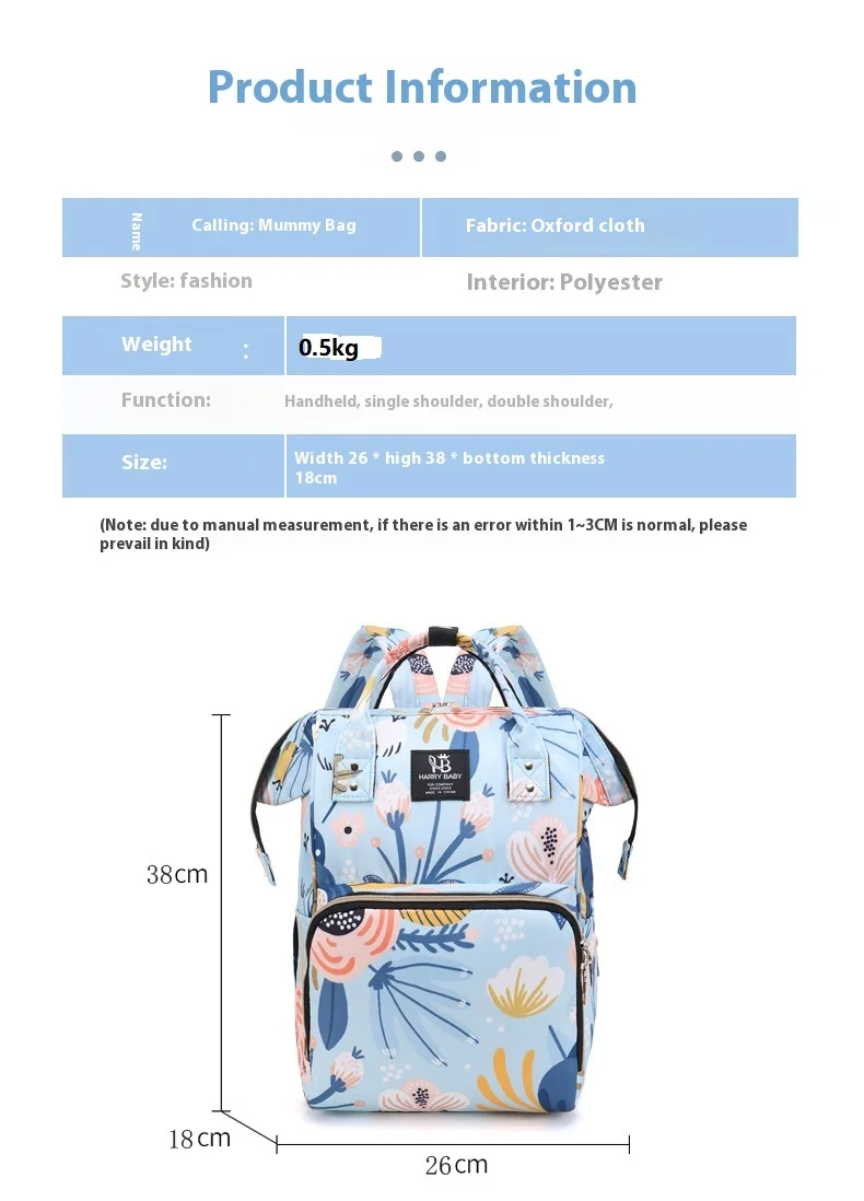 Zaino per pannolini alla moda Borsa per mamma impermeabile, Borsa per pannolini di grande capacità Zaino multifunzionale da viaggio per bambina - immagine 2