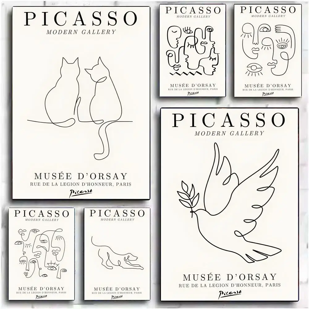 Classic P-PicassoS Art Painting Calligraphy Canvas Poster Wall Art interior Hallway Home Decoration Holiday Gifts