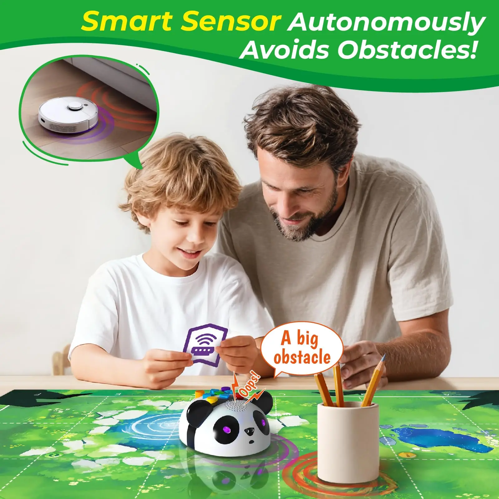 Apitor Robot Panda, Robot di codifica per bambini dai 4 ai 6 anni, Giocattolo per l'apprendimento STEM con rilevamento e anelli intelligenti, Regalo di programmazione educativa - immagine 5