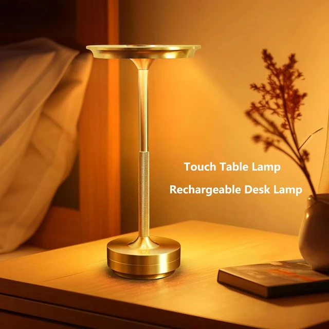 Lampe décorative Simple en alliage d'aluminium, veilleuse LED à intensité variable infinie, lampe de bureau tactile rétro Portable et Rechargeable 1