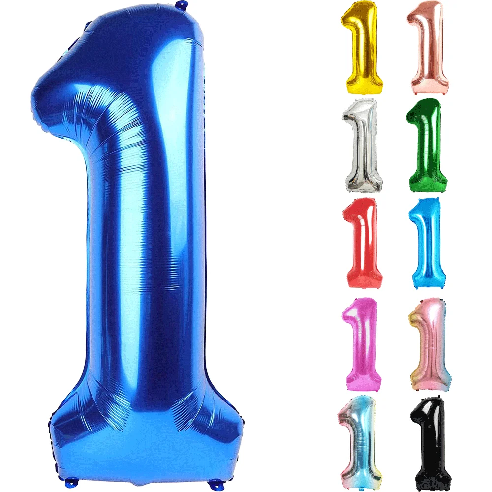 32 Zoll mehrfarbiger Ballon mit Zahl 1, große Zahlenballons 0-9 Jungen Mädchen Geburtstagsdekoration Damen Herren Party Jubiläumszubehör