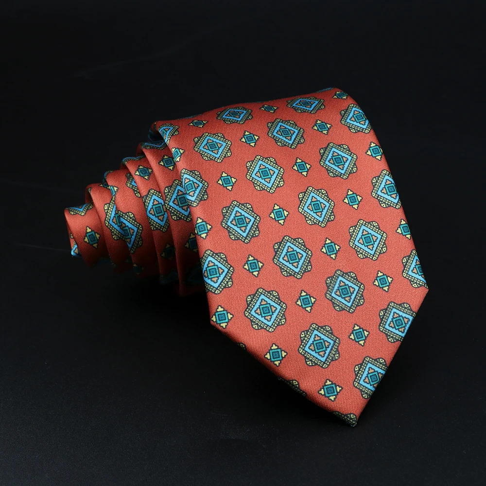 New Fashion Men's Soft Slik Tie 7.5cm Blue Necktie Green Orange Gravatas For Men Paisley Floral Fit Wedding Workplace Suit Shirt