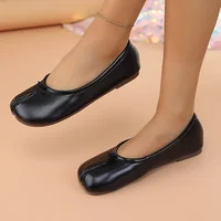 Women’s Leather Toe Separator Loafers Flat Comfortable Slip-On Breathable Casual Shoes​