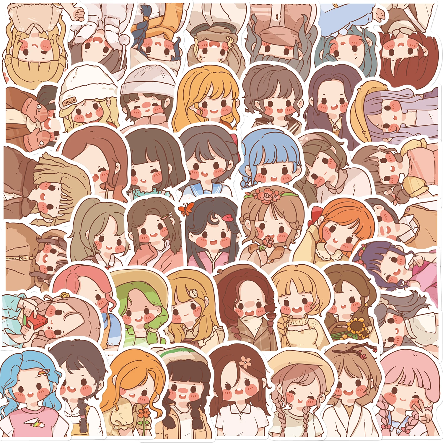 

50pcs Cartoon Taro Ball Girl Sticker Phone Laptop Luggage Notebook Decoration Diary Kawaii Toy Sticker Gift Decal DIY Toys