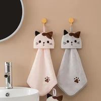 Cute Cartoon Coral Fleece Hand Towel Absorbent Hangable Shape Hand Towel Household Kitchen Cartoon Hanging Towel Cleaning Cloth 2