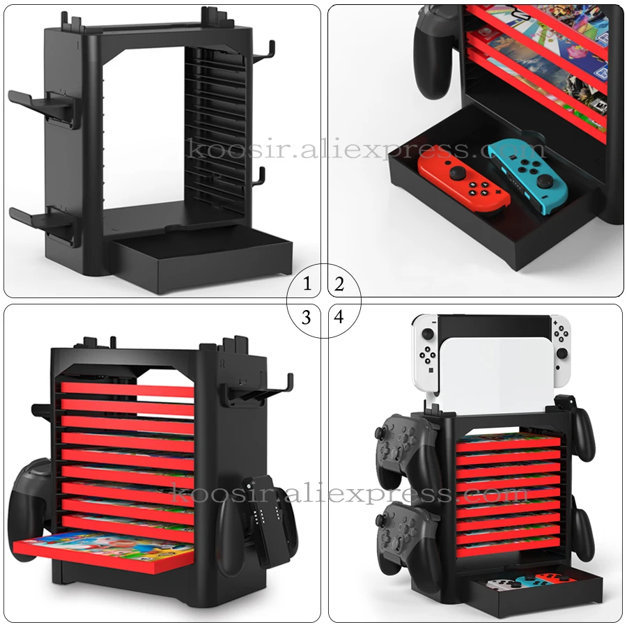 GAMESTOWER Support pour Nintendo Switch / support pour 10 jeux, 4