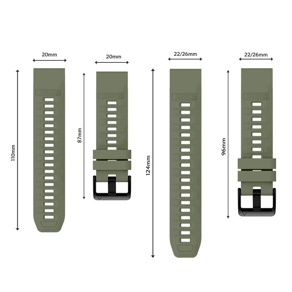 Breathable Silicone Quick Fit Watch Strap - Soft Outdoor Band in Multiple Sizes