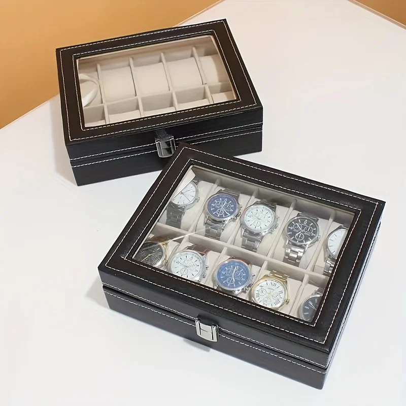 12-digit Watch Storage Box,Wrist Watch Open Window Display Large-capacity Dust-proof Watch Case With Lid,Ideal choice for Gifts
